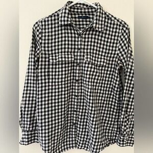 Gap Women's Black/White Check Button Down Shirt Long Sleeve Size M With Pockets